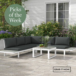 Outsunny 4 PCs Garden Set w/ 5-Level Recline Corner Conversation Sofa Set White