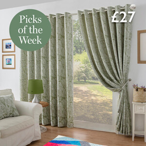 Botanic Chenille Jacquard Lined Ring Top Curtains